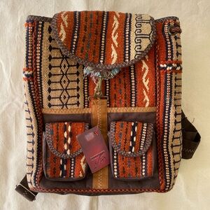 NWT UNESCO Certified Bohemian Woven Kilim Wool Backpack with Tribal Patterns